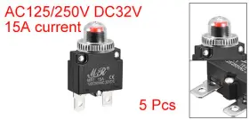 Dc32v Uxcell 641832508991 5pcs 15a Ac125/250v Overload Protector Thermal Circuit Breaker #2