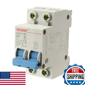 B07knpbkkm Uxcell 2 Pole 20a 400v Low-voltage Miniature Circuit Breaker Din Rail Mount