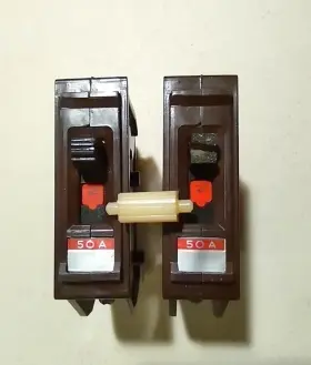 A150 Wadsworth Set Of 2 50 Amp 1 Pole Breaker Use Tie Bar For