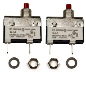 Zookoto 91-bmr-0.5a 2pack 125/250v Ac 50v Dc Manual Reset Push Button Thermal 0.5a White