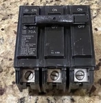Ge THQB32070 Commercial 3- Pole Amp Bolt On Circuit Breaker. Fixed Price $27.79.
