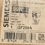 Siemens QF250A 2-POLE Ground Fault Circuit Interrupter 120/240V Test Button. Fixed Price $78.00.