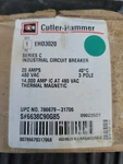 New Eaton Cutler Hammer EHD3020 Circuit Breaker, Molded Case, 3P, 20A 480VAC Nos. Fixed Price $188.00.
