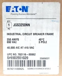 Eaton Cutler Hammer JGS3250NN Pole Amp Type J250-S Circuit Breaker Frame. Fixed Price $475.00.
