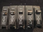 Thomas & Betts TB120C Used 20A Circuit Breaker 120/240VAC Lot Of 5. Fixed Price $40.00.