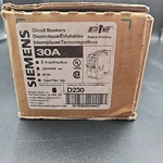 Siemens D230 Circuit Breaker 30A 1PH 2POLE 120/240VAC 60HZ Type Qd Plug In Qty 7. Fixed Price $124.99.