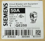 Siemens QE250 Pole Amp Type Ground Fault Equipment Protection Circuit. Fixed Price $175.00.