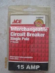 New Interchangeable Ace 15 Amp Single Pole Circuit Breaker 3108842 Free Ship. Fixed Price $16.94.