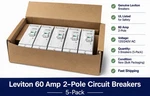 Leviton Amp 2-POLE Circuit Breaker 120/240V 5-PACK New LB260-T. Fixed Price $119.99.