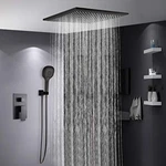 Matte Black Led Rain Shower Head 2-FUNCTION Square Stainless Steel Ceiling Mou. Fixed Price $466.99.