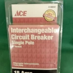 Ace Interchangeable Circuit Breaker Single Pole 15 Amp Mpn 3108842. Fixed Price $31.00.