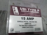 Type Pushmatic UBIP-115 Circuit Breaker Single Pole Amp. Fixed Price $15.98.