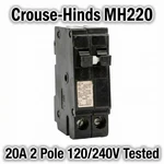 Crouse-hinds MH220 Mh/mm Circuit Breaker 20A Pole 120/240V Tested. Fixed Price $22.49.