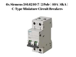 6X Siemens 5SL6240-7 Pole 40A 6KA C-type Mcb Customs Inculuded We Pay. Fixed Price $149.50.