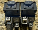 (2)- Connecticut Electric UBIP-115 Single Pole 15-AMP Circuit Breakers.. Fixed Price $23.79.