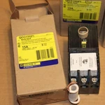 One New Square QO315GFI Pole Amp Ground Fault Plug In Breaker. Fixed Price $385.62.