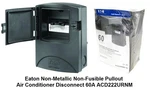 Eaton Non-metallic Non-fusible Pullout Air Conditioner Disconnect 60A ACD222URNM. Fixed Price $23.49.