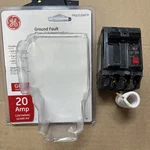 Ge 20 Amp Double Pole Ground Fault Breaker With Self-test. Fixed Price $34.99.
