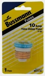 Bussmann Amp 125V Plastic Plug Fuse Time Delay Universal BP/T-10. Fixed Price $16.66.