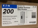 Eaton Amp 240 Volt Enclosed 2-POLE Breaker, Rain Tight Enclosure ECCVH200R. Fixed Price $199.00.